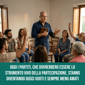 I partiti sono lo strumento con cui i cittadini fanno politica: ma in un’Italia che non si fida più di loro e non si iscrive più, cosa resta di questa promessa costituzionale?