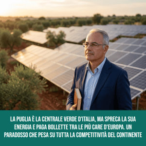 La Puglia è la centrale verde d’Italia, ma spreca la sua energia e paga bollette tra le più care d’Europa. Un paradosso che pesa su tutta la competitività del continente